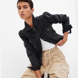 Gap Puff Sleeve Black Denim Jacket